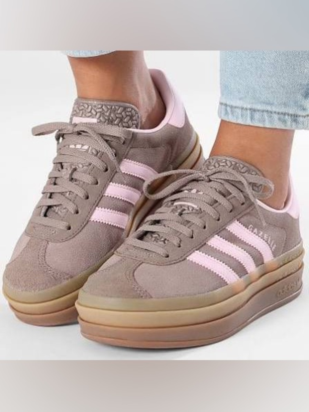 adidas Gazelle Women's Suede platform Sneakers in Brown and Pink women’s size 8